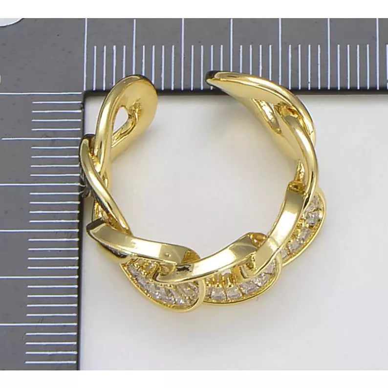 Luxury Rhinestone Chain Ring (Adjustable)