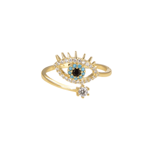 Amina - Dainty Evil Eye Adjustable Ring