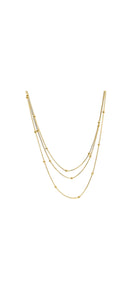 Hailey - Triple Layered Box Chain Necklace With Beads