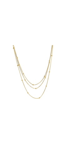 Hailey - Triple Layered Box Chain Necklace With Beads