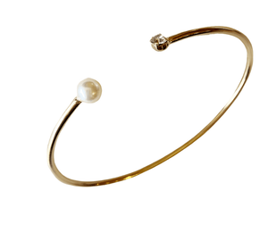 Nora - Pearl and Crystal Cuff Bracelet