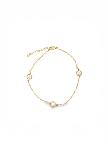 Flora - Anklet With Round Clear CZ Cubic Zirconia Stones