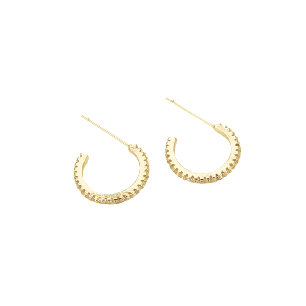 Fay - Small Gold Hoops with Cubic Zirconia