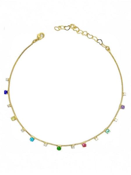 Colourful Micro Cubic Zirconia Anklet