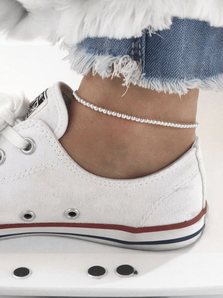 Bella Signature Sterling Silver Beaded Anklet