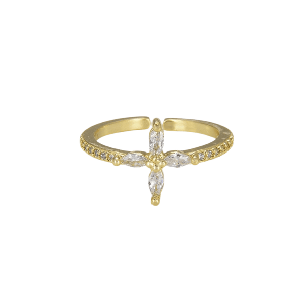 Rosa - Cubic Zirconia Gold Cross Ring