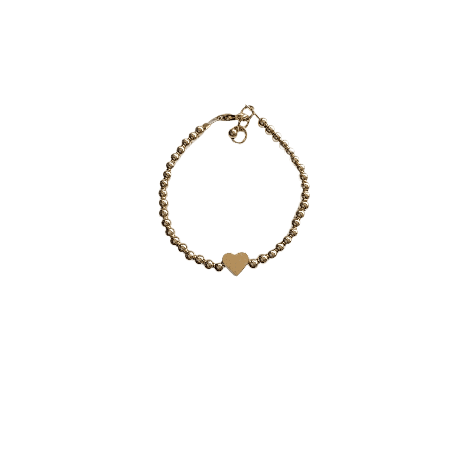 Bella Signature 3mm Gold Beaded Bracelet with Heart charm