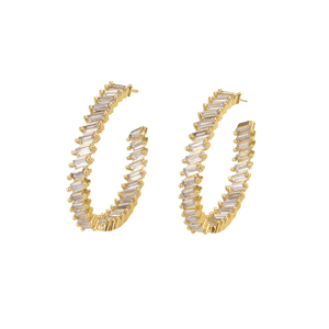 Falicity - Baguette Cubic Zirconia Hoop Earrings