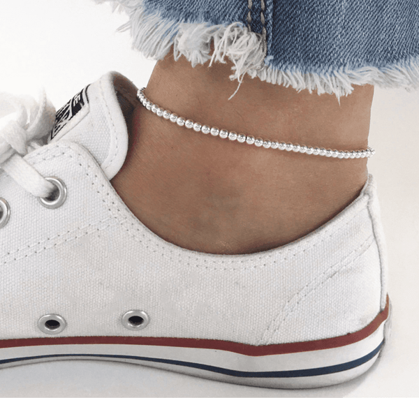 Bella Signature Sterling Silver Beaded Anklet