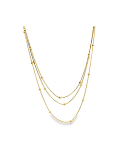 Hailey - Triple Layered Box Chain Necklace With Beads