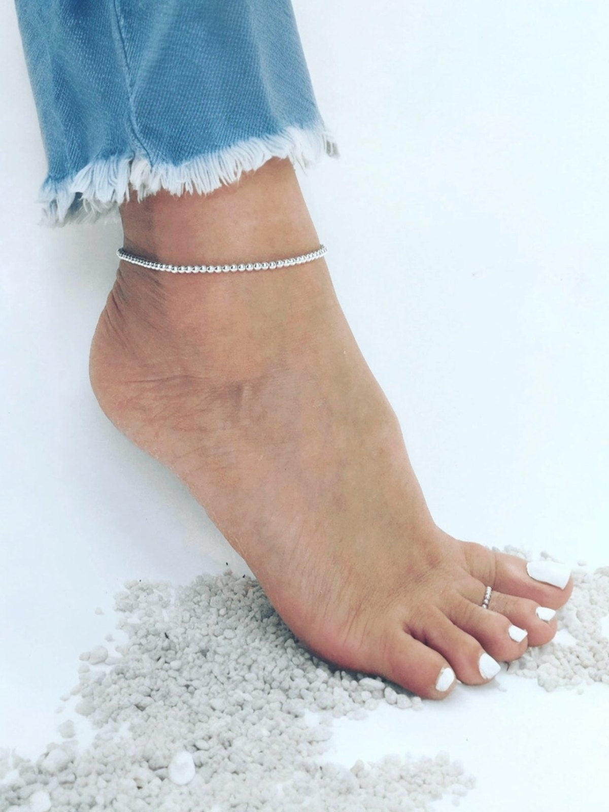 Bella Signature Sterling Silver Beaded Anklet