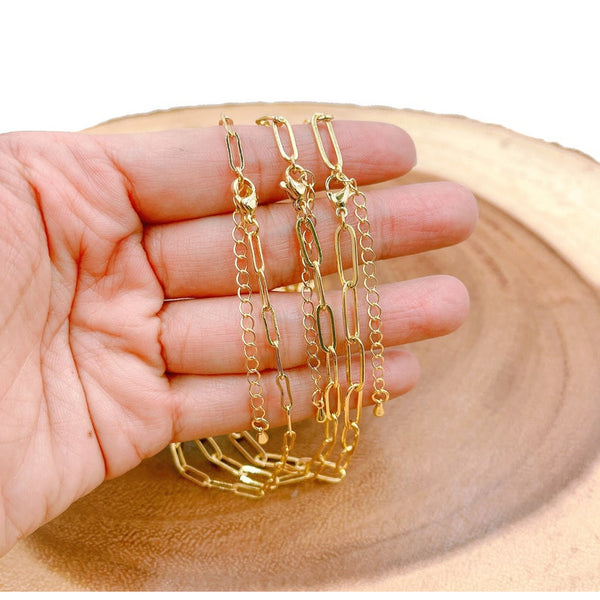 14K Gold Filled Rectangle Paperclip Necklace