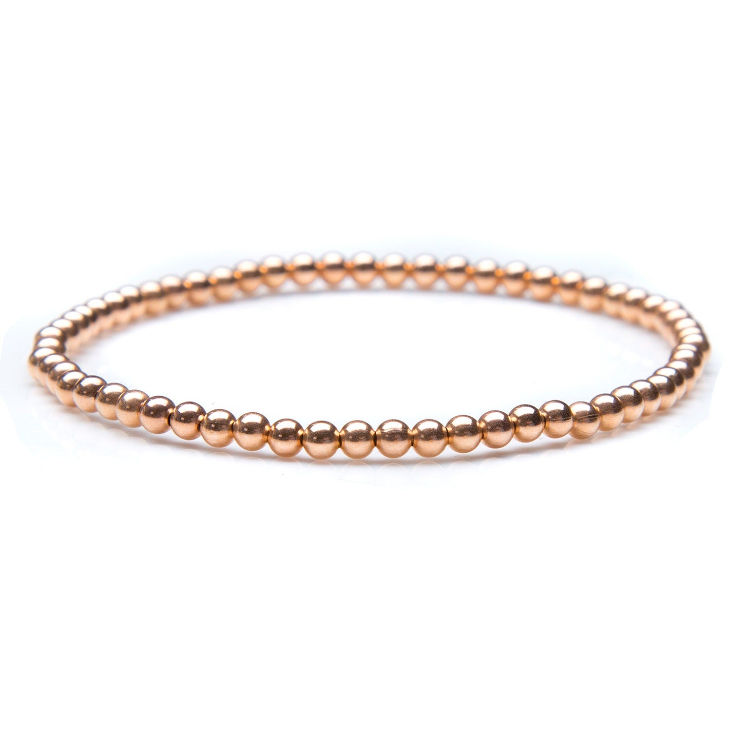 14K Rose Gold Filled 2mm Beaded Bracelet