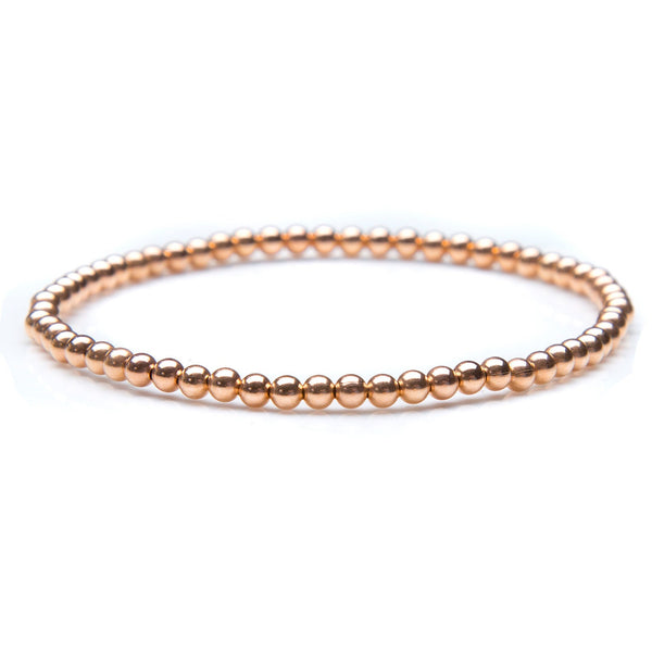 14K Rose Gold Filled 3mm Beaded Bracelet