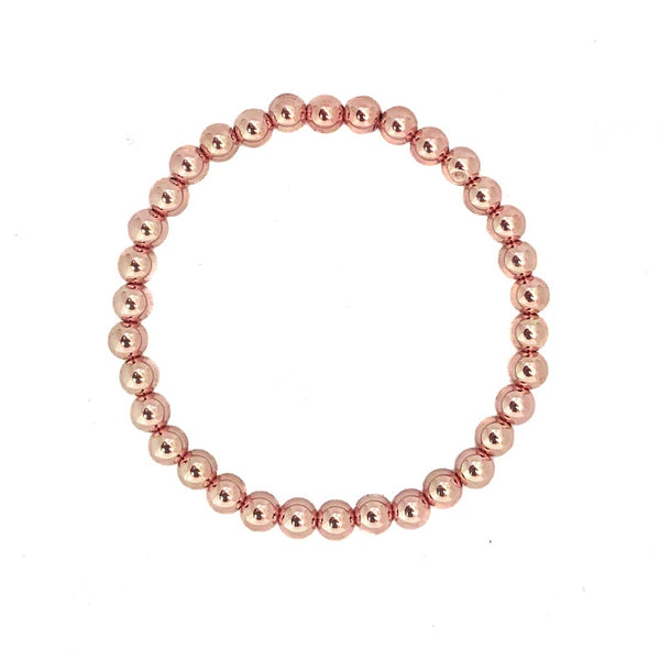 14K Rose Gold Filled 5mm Beaded Bracelet