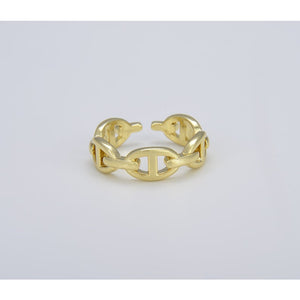 18K Gold Filled, Thick Chain Ring, Adjustable Gold Link Ring