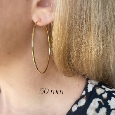 Gold endless hoop earrings 18k deals