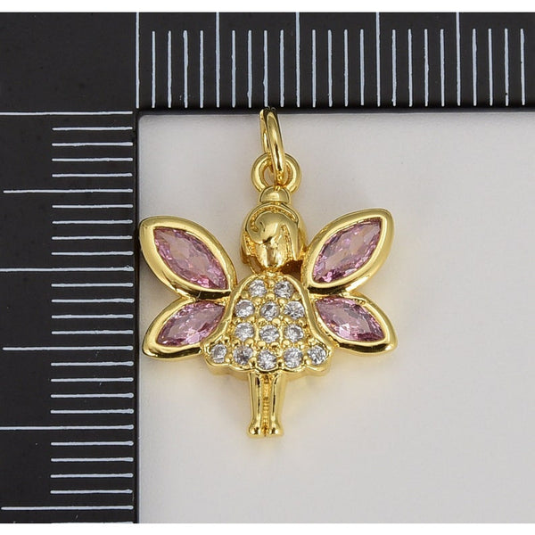 18K Gold Filled, Fairy Micro Pave Charm