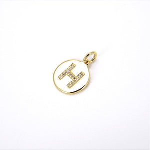 18K Gold Filled Letter Charm, CZ Alphabet Pendant