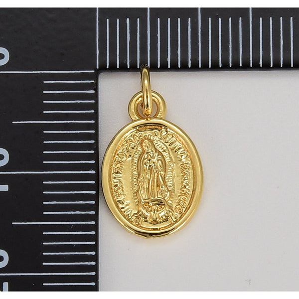 Our Lady of Guadalupe Miraculous Mary Medal Charm Pendant, 18K Gold Filled