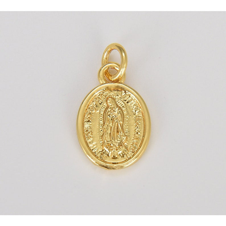 Our Lady of Guadalupe Miraculous Mary Medal Charm Pendant, 18K Gold Filled