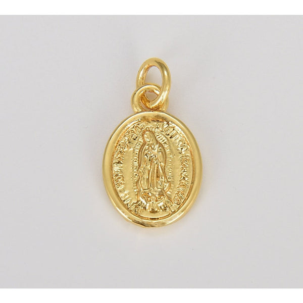 Our Lady of Guadalupe Miraculous Mary Medal Charm Pendant, 18K Gold Filled