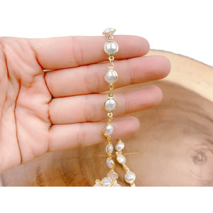 18K Gold Filled Freshwater White Pearl bracelet