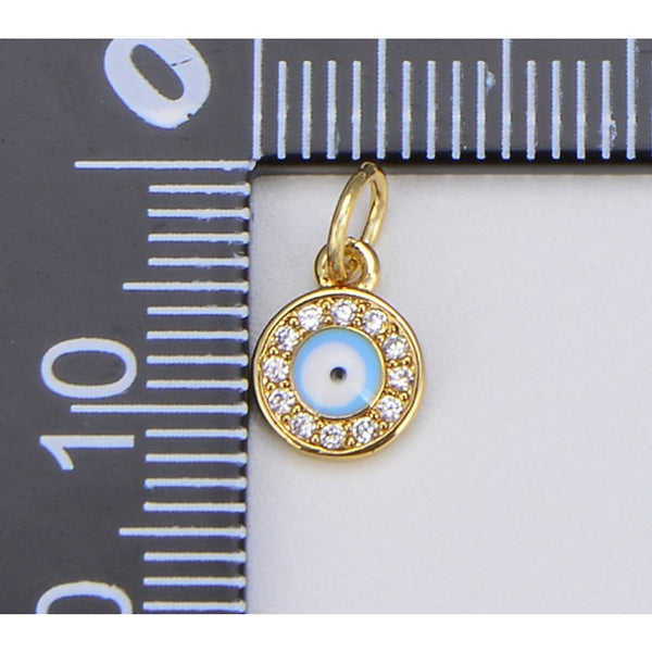 14K Gold Filled Bracelet with Evil Eye, CZ Charm