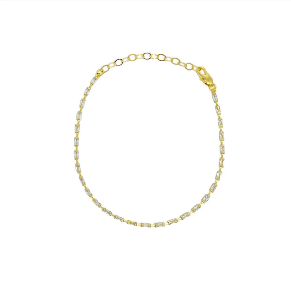 18k Gold Filled Crystal Baguette Anklet