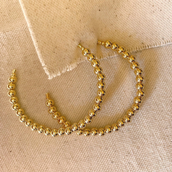 18k Gold Filled Beaded C Hoops