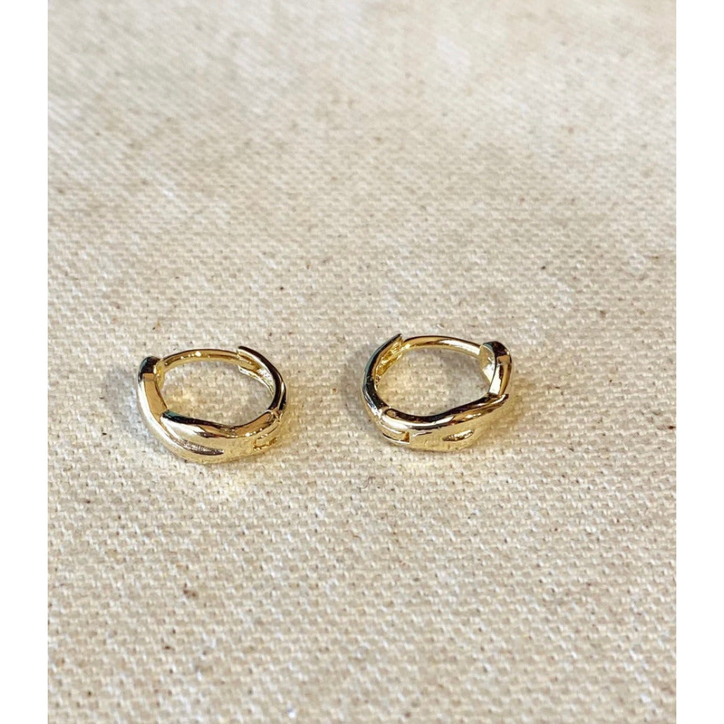 18k Gold Filled Infinity X Huggies Hoop Earrings