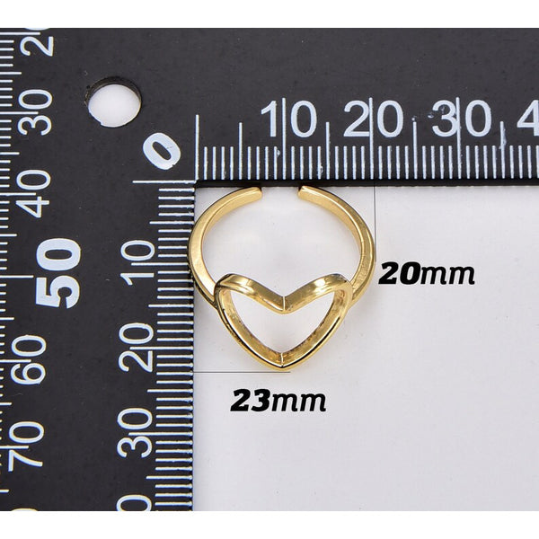 18K Gold Filled Open Heart Ring