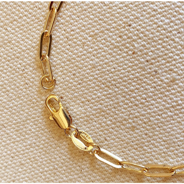 18k Gold Filled Short Link Paperclip Bracelet