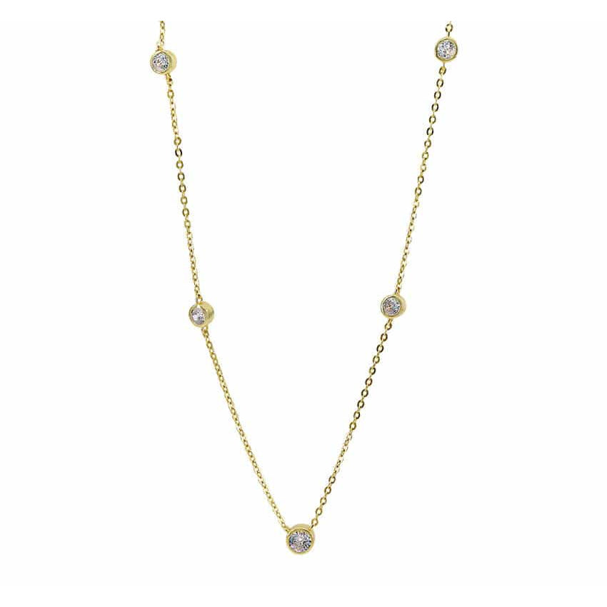 Gold Vermeil, CZ Station necklace