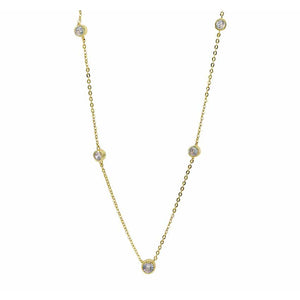 Gold Vermeil, CZ Station necklace