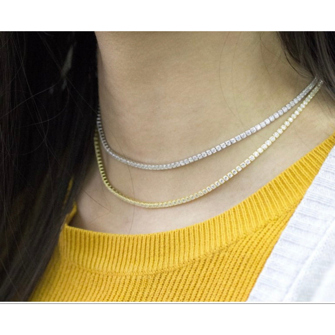 Gold Vermeil or Sterling Silver, CZ Tennis Choker