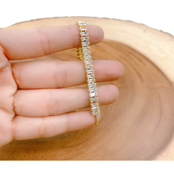 18k Gold Filled Cubic Zirconia Tennis Baguette Bracelet