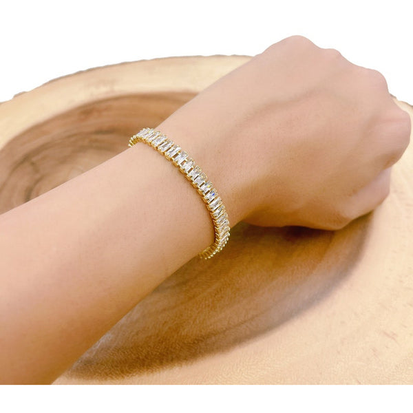 18k Gold Filled Cubic Zirconia Tennis Baguette Bracelet