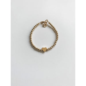 14k Gold Filled 3mm Beaded Bracelet with Gold Filled heart charm