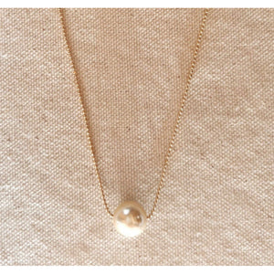 18k Gold Filled Solitaire Pearl Necklace