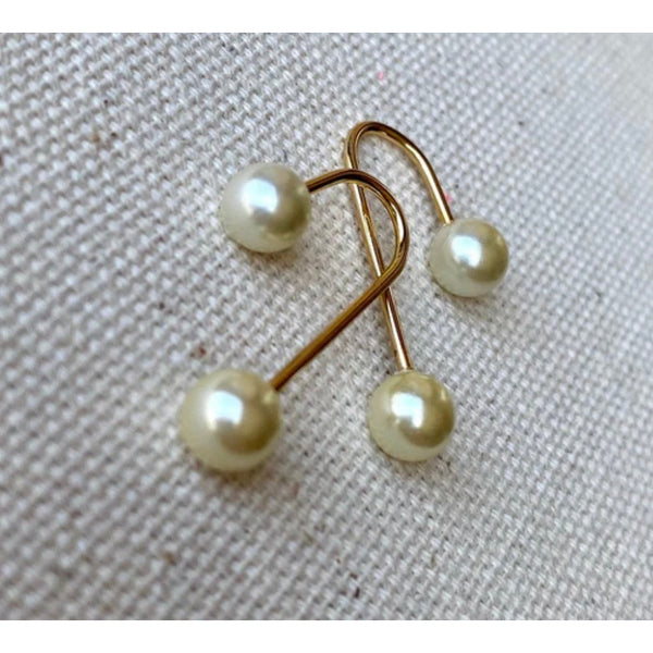 18k Gold Filled Screw Back Pearl Earrings