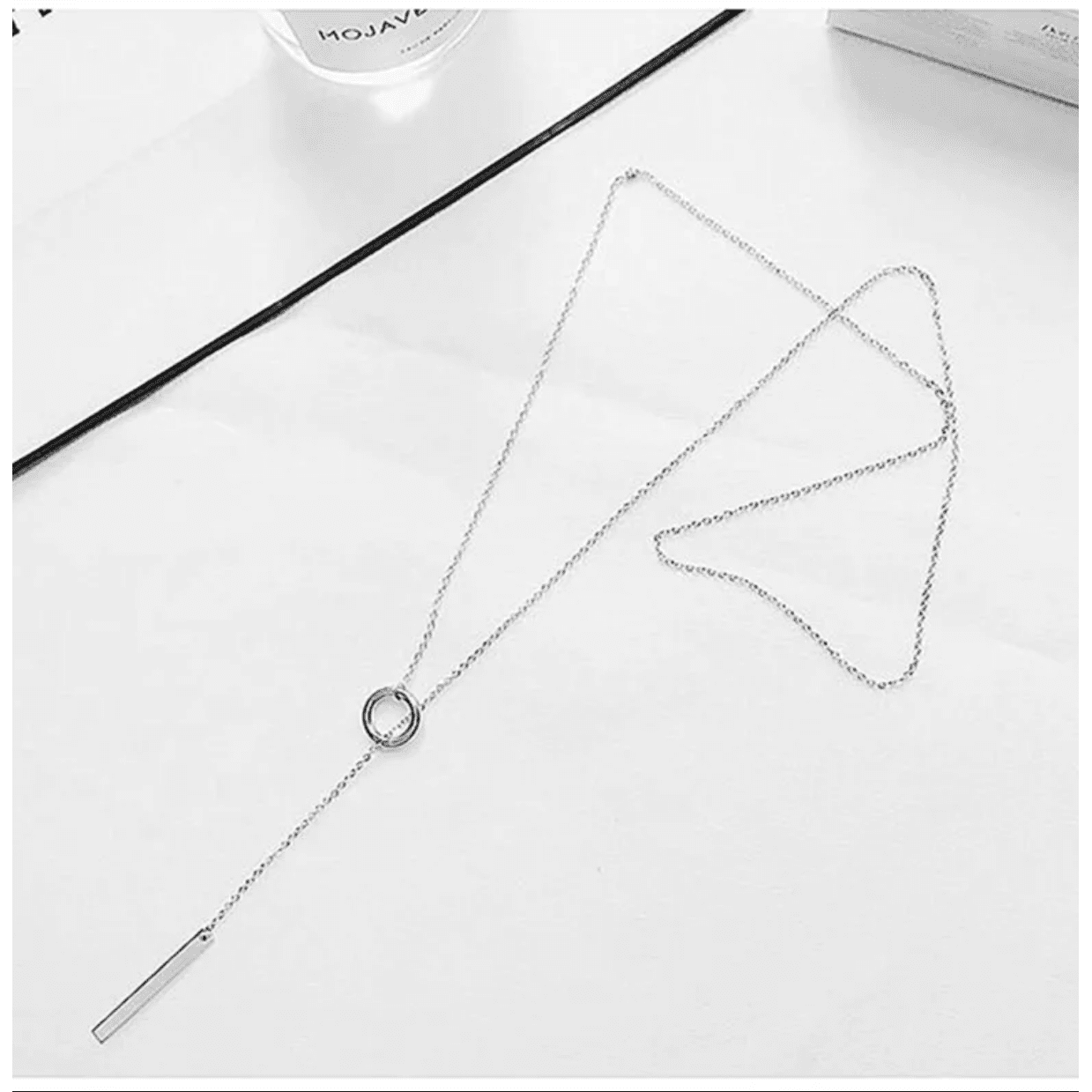 Long Silver Pendant Necklace