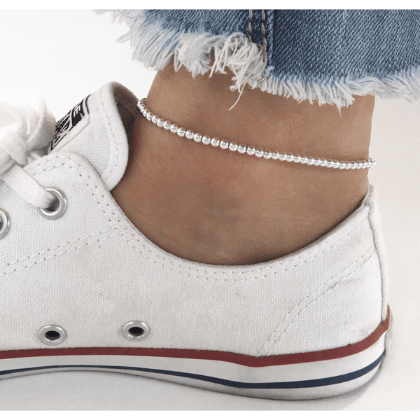 Anklet - Sterling Silver 2mm or 3mm bead size