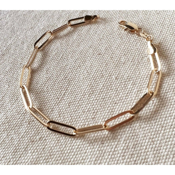 18k Gold Filled Classic Paperclip Bracelet