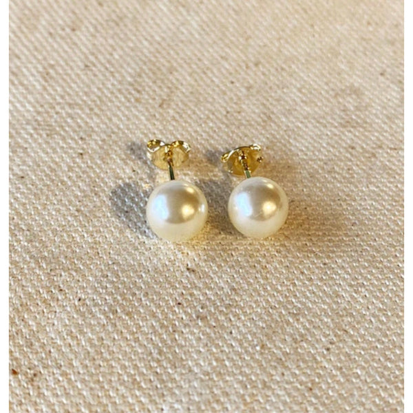 18k Gold Filled 8mm Classic Pearl Stud