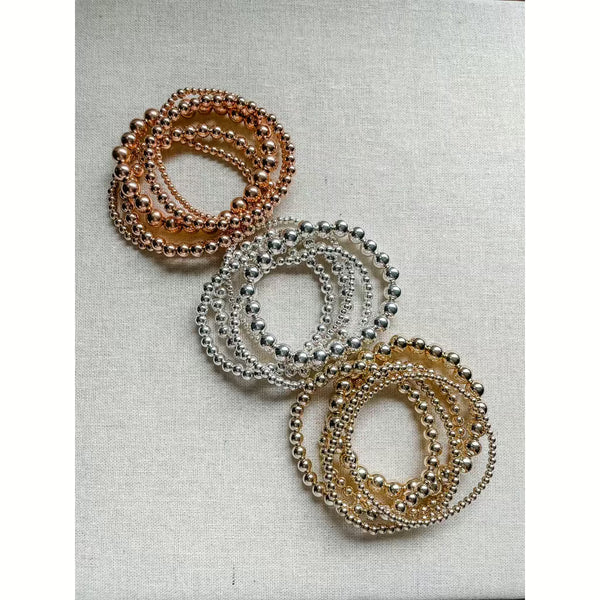 14K Gold Filled Beaded MEGA Bracelet Stack - 6 Bracelets 2x3mm,4mm,5mm,6mm, and 8mm bead sizes